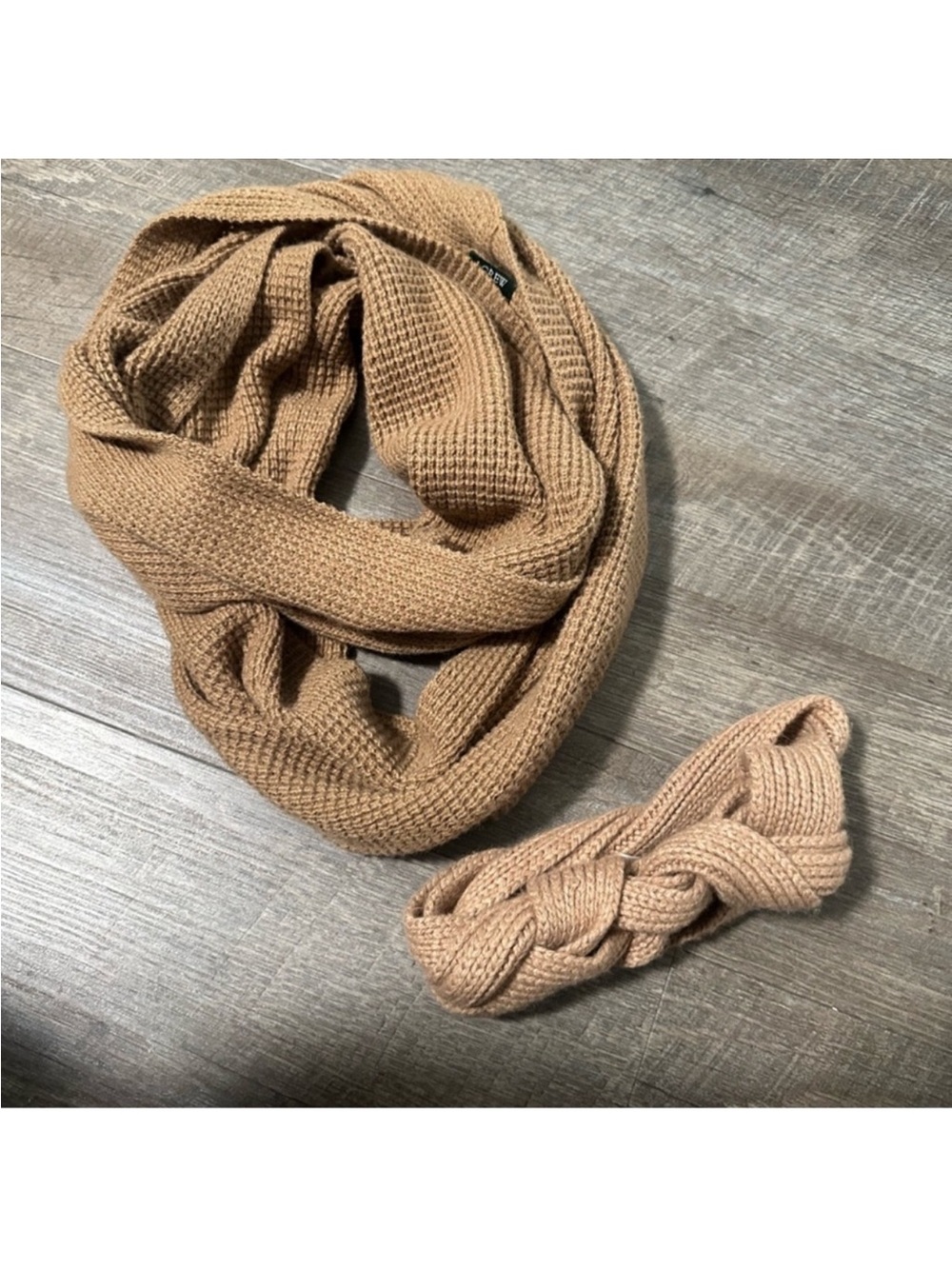 J. Crew Camel Knit Headband and Infinity Scarf Set